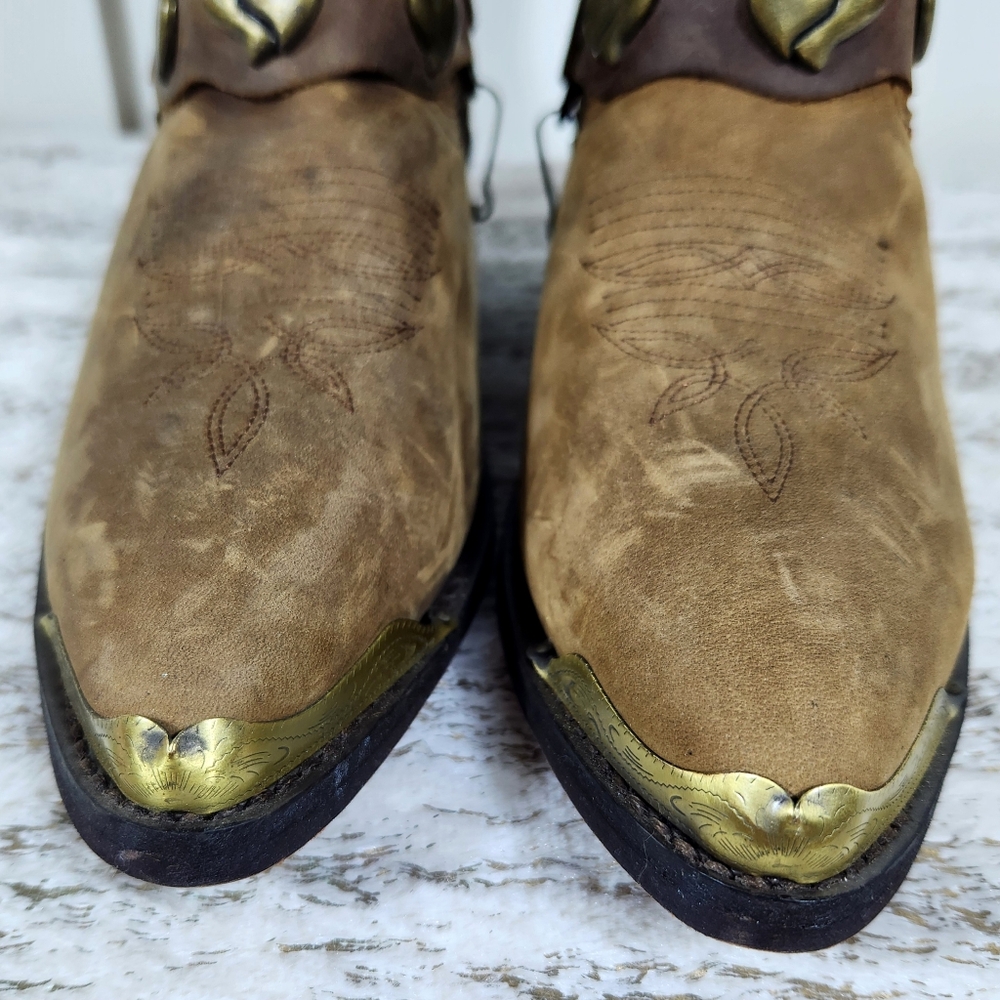NWT Masterson Western Tan Brown Leather Cowboy Boots RB920 | Women's Size 7 - Picture 2 of 13